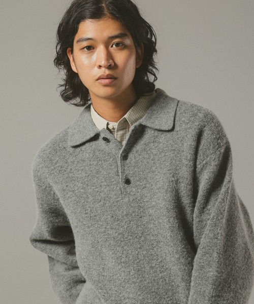 RAGEBLUE（レイジブルー）の「Relax Fit WOOLY Knit Polo リラックスフィット ウーリーニットポロ（ポロシャツ・メンズ・レッド/グレー/ブラウン/ブラック/ベージュ・LARGE/MEDIUM/SMALL）」の14枚目の写真