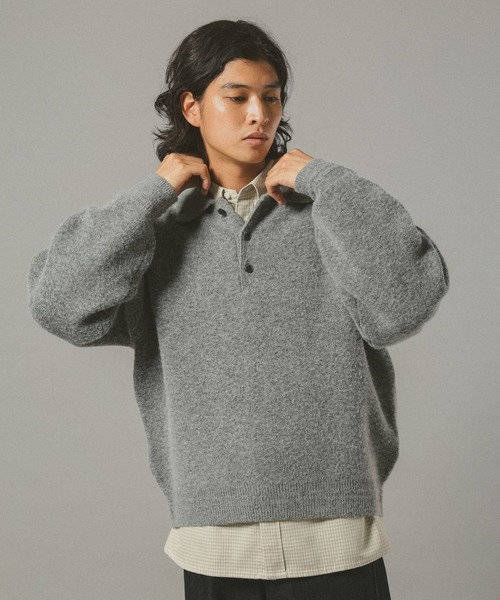 RAGEBLUE（レイジブルー）の「Relax Fit WOOLY Knit Polo リラックスフィット ウーリーニットポロ（ポロシャツ・メンズ・レッド/グレー/ブラウン/ブラック/ベージュ・LARGE/MEDIUM/SMALL）」の15枚目の写真