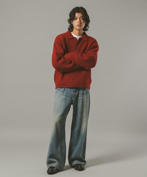 RAGEBLUE（レイジブルー）の「Relax Fit WOOLY Knit Polo リラックスフィット ウーリーニットポロ（ポロシャツ・メンズ・レッド/グレー/ブラウン/ブラック/ベージュ・LARGE/MEDIUM/SMALL）」の16枚目の写真