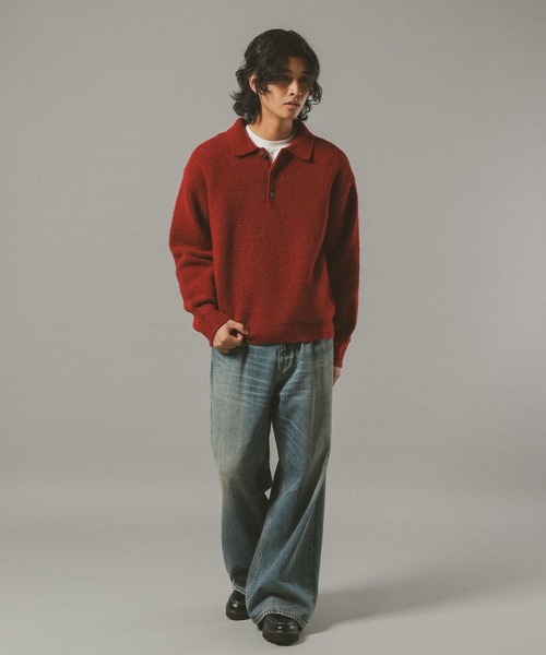 RAGEBLUE（レイジブルー）の「Relax Fit WOOLY Knit Polo リラックスフィット ウーリーニットポロ（ポロシャツ・メンズ・レッド/グレー/ブラウン/ブラック/ベージュ・LARGE/MEDIUM/SMALL）」の17枚目の写真