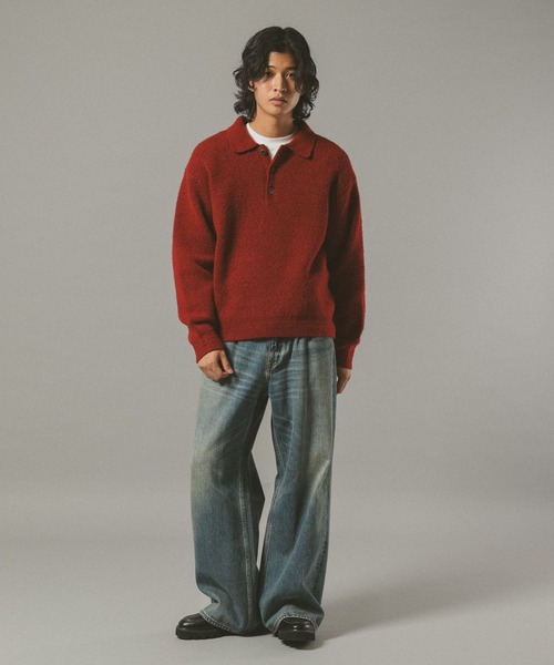 RAGEBLUE（レイジブルー）の「Relax Fit WOOLY Knit Polo リラックスフィット ウーリーニットポロ（ポロシャツ・メンズ・レッド/グレー/ブラウン/ブラック/ベージュ・LARGE/MEDIUM/SMALL）」の18枚目の写真