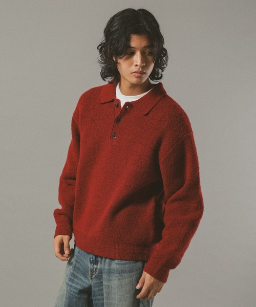 RAGEBLUE（レイジブルー）の「Relax Fit WOOLY Knit Polo リラックスフィット ウーリーニットポロ（ポロシャツ・メンズ・レッド/グレー/ブラウン/ブラック/ベージュ・LARGE/MEDIUM/SMALL）」の20枚目の写真