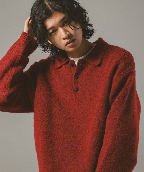 RAGEBLUE（レイジブルー）の「Relax Fit WOOLY Knit Polo リラックスフィット ウーリーニットポロ（ポロシャツ・メンズ・レッド/グレー/ブラウン/ブラック/ベージュ・LARGE/MEDIUM/SMALL）」の21枚目の写真