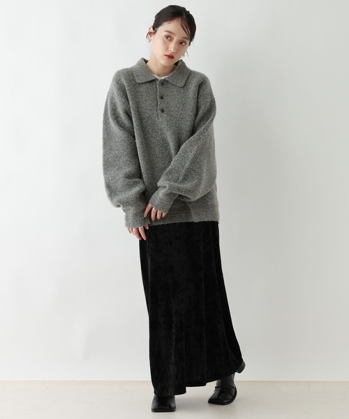 セール】Relax Fit WOOLY Knit Polo リラックスフィット ウーリー
