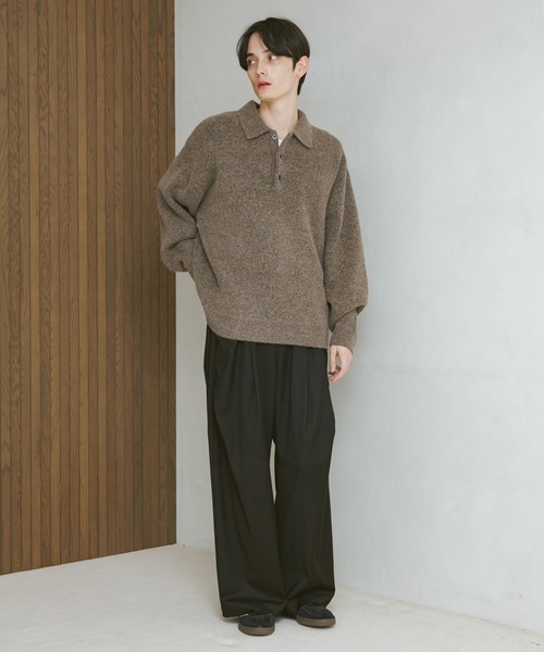 RAGEBLUE（レイジブルー）の「Relax Fit WOOLY Knit Polo リラックスフィット ウーリーニットポロ（ポロシャツ・メンズ・レッド/グレー/ブラウン/ブラック/ベージュ・LARGE/MEDIUM/SMALL）」の9枚目の写真