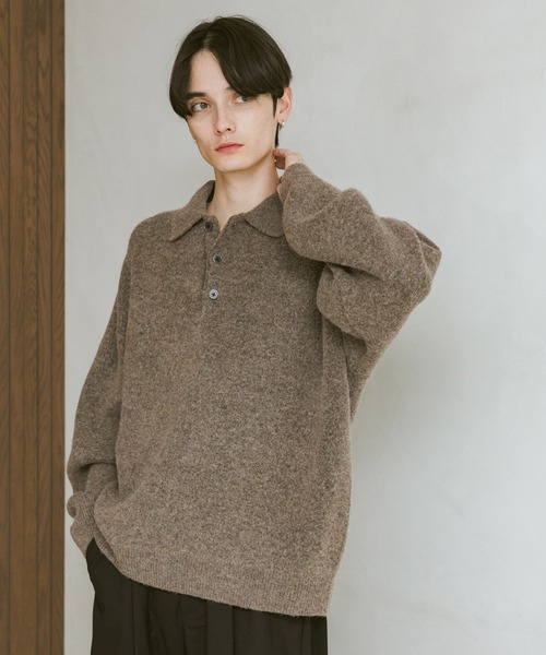 RAGEBLUE（レイジブルー）の「Relax Fit WOOLY Knit Polo リラックスフィット ウーリーニットポロ（ポロシャツ・メンズ・レッド/グレー/ブラウン/ブラック/ベージュ・LARGE/MEDIUM/SMALL）」の12枚目の写真