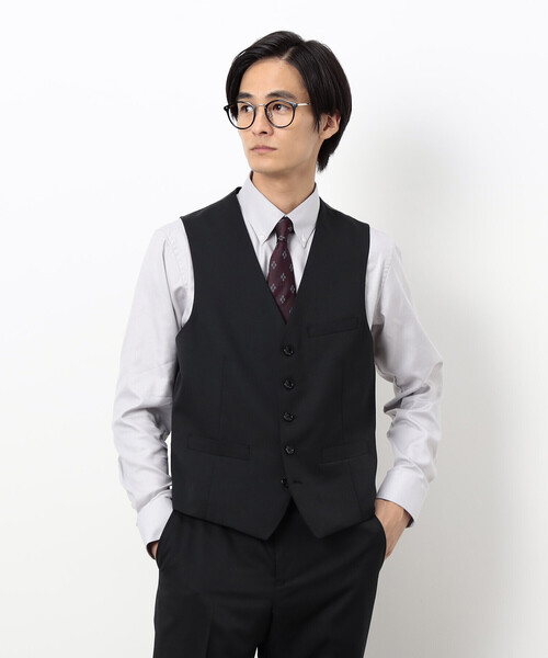 COMME CA ISM(コムサイズム)の「【セットアップ対応】ポリエステル ウール ギャバ ベスト(スーツベスト・メンズ・ネイビー/ブラック・MEDIUM/SMALL/X-LARGE/LARGE)」の1枚目の写真