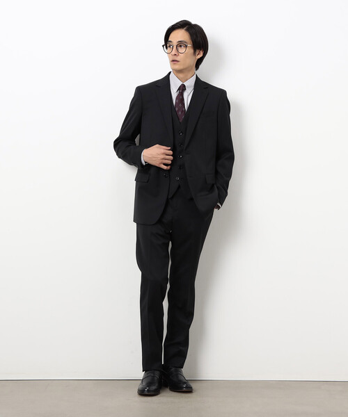 COMME CA ISM(コムサイズム)の「【セットアップ対応】ポリエステル ウール ギャバ ベスト(スーツベスト・メンズ・ネイビー/ブラック・MEDIUM/SMALL/X-LARGE/LARGE)」の3枚目の写真