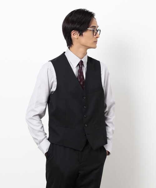 COMME CA ISM(コムサイズム)の「【セットアップ対応】ポリエステル ウール ギャバ ベスト(スーツベスト・メンズ・ネイビー/ブラック・MEDIUM/SMALL/X-LARGE/LARGE)」の5枚目の写真