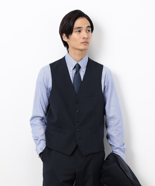 COMME CA ISM(コムサイズム)の「【セットアップ対応】ポリエステル ウール ギャバ ベスト(スーツベスト・メンズ・ネイビー/ブラック・MEDIUM/SMALL/X-LARGE/LARGE)」の11枚目の写真