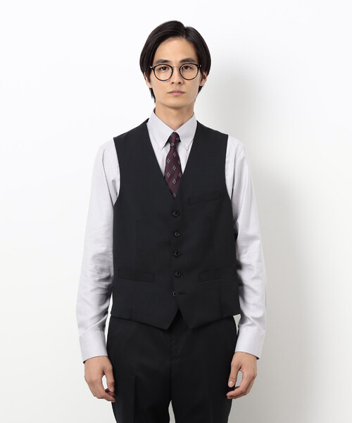 COMME CA ISM(コムサイズム)の「【セットアップ対応】ポリエステル ウール ギャバ ベスト(スーツベスト・メンズ・ネイビー/ブラック・MEDIUM/SMALL/X-LARGE/LARGE)」の12枚目の写真
