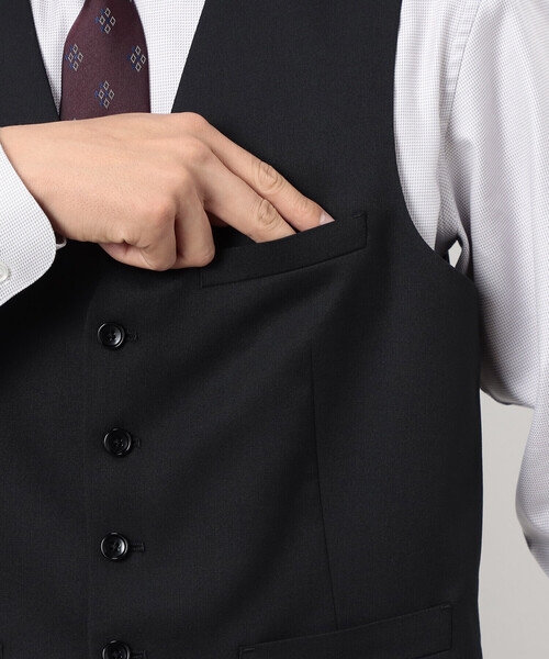 COMME CA ISM(コムサイズム)の「【セットアップ対応】ポリエステル ウール ギャバ ベスト(スーツベスト・メンズ・ネイビー/ブラック・MEDIUM/SMALL/X-LARGE/LARGE)」の16枚目の写真