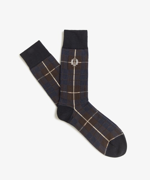 FRED PERRY(フレッドペリー)の「Tartan Socks/タータンチェックソックス(ソックス/靴下・メンズ・ブラウン/グリーン・4-6/6-8)」の1枚目の写真