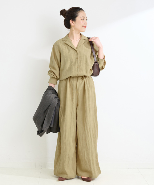 B.C STOCK(ベーセーストック)の「【WEB限定】手洗い可 / ジャンプスーツLS(つなぎ/オールインワン・レディース・ブラック/ベージュ・FREE)」の1枚目の写真