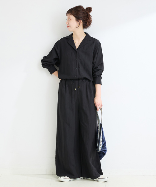 B.C STOCK(ベーセーストック)の「【WEB限定】手洗い可 / ジャンプスーツLS(つなぎ/オールインワン・レディース・ブラック/ベージュ・FREE)」の2枚目の写真