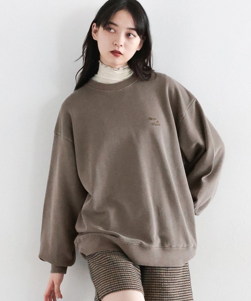 RAGEBLUE(レイジブルー)の「ロゴ刺繍ピグメント裏毛プルオーバー(スウェット・レディース・ブラウン/イエロー/レッド・FREE)」の2枚目の写真