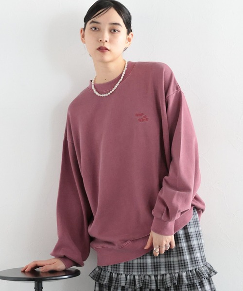 RAGEBLUE(レイジブルー)の「ロゴ刺繍ピグメント裏毛プルオーバー(スウェット・レディース・ブラウン/イエロー/レッド・FREE)」の3枚目の写真