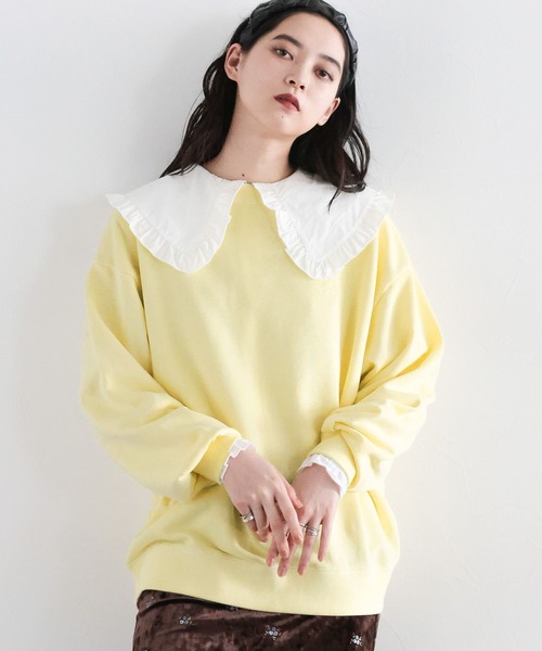 RAGEBLUE(レイジブルー)の「ロゴ刺繍ピグメント裏毛プルオーバー(スウェット・レディース・ブラウン/イエロー/レッド・FREE)」の1枚目の写真