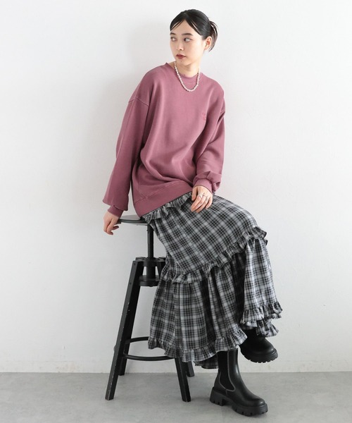 RAGEBLUE(レイジブルー)の「ロゴ刺繍ピグメント裏毛プルオーバー(スウェット・レディース・ブラウン/イエロー/レッド・FREE)」の5枚目の写真