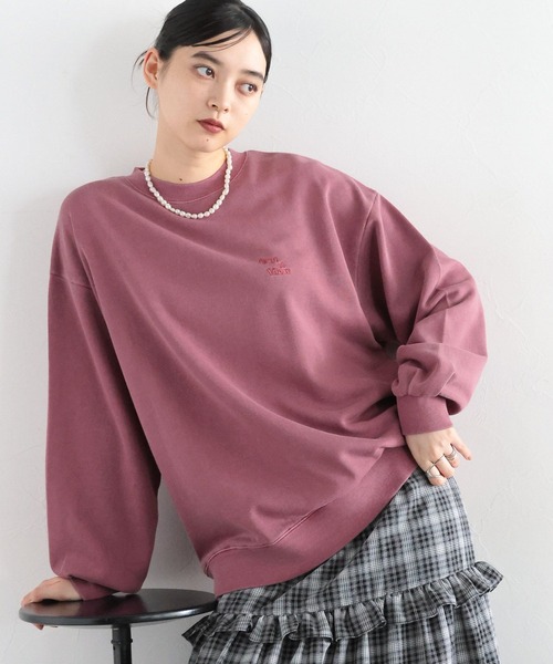 RAGEBLUE(レイジブルー)の「ロゴ刺繍ピグメント裏毛プルオーバー(スウェット・レディース・ブラウン/イエロー/レッド・FREE)」の6枚目の写真