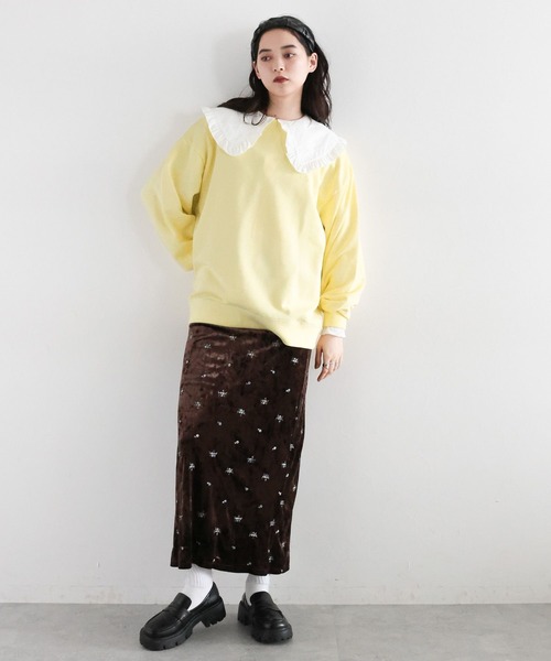 RAGEBLUE(レイジブルー)の「ロゴ刺繍ピグメント裏毛プルオーバー(スウェット・レディース・ブラウン/イエロー/レッド・FREE)」の13枚目の写真