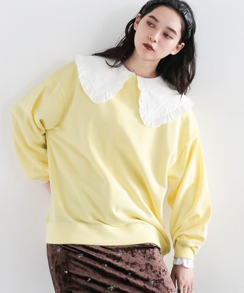 RAGEBLUE(レイジブルー)の「ロゴ刺繍ピグメント裏毛プルオーバー(スウェット・レディース・ブラウン/イエロー/レッド・FREE)」の14枚目の写真