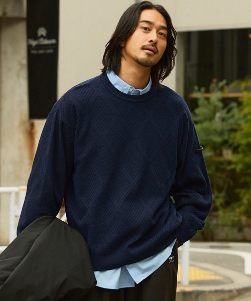 ジオメトリック クルーネックニット アーガイル / ボーダー【THE CRAFT