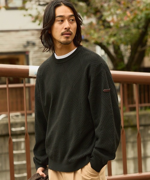 ジオメトリック クルーネックニット アーガイル / ボーダー【THE CRAFT