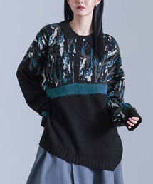 kOhAKU | 『アート柄切替ポロニット』(ニット/セーター)