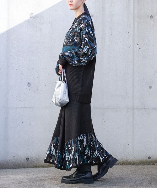 kOhAKU（コハク）の「『アート柄切替ポロニット』（ニット/セーター・レディース・ブラック・FREE）」の8枚目の写真