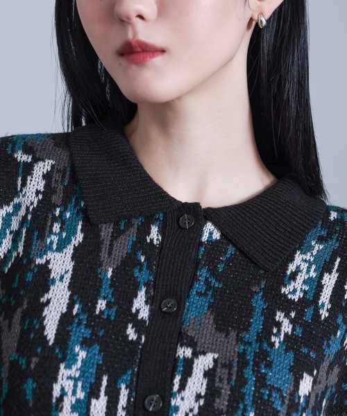 kOhAKU（コハク）の「『アート柄切替ポロニット』（ニット/セーター・レディース・ブラック・FREE）」の12枚目の写真