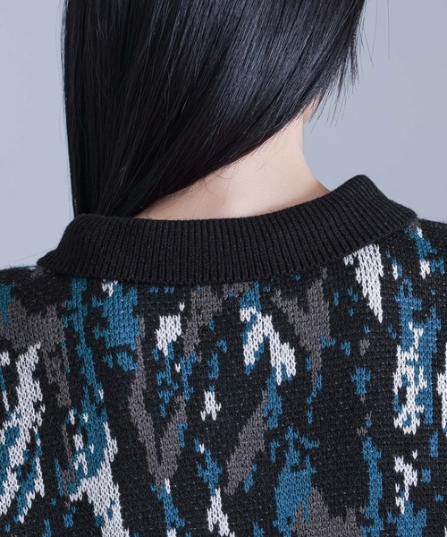 kOhAKU（コハク）の「『アート柄切替ポロニット』（ニット/セーター・レディース・ブラック・FREE）」の13枚目の写真