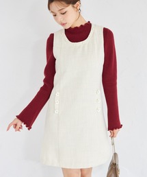 tocco closet | 【ZOZO限定】パールネック×フラワービジューフェイクポケットツイードジャンパースカート(ジャンパースカート)