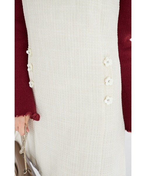 tocco closet（トッコ　クローゼット）の「【ZOZO限定】パールネック×フラワービジューフェイクポケットツイードジャンパースカート（ジャンパースカート・レディース・オフホワイト/ブラック・M）」の13枚目の写真