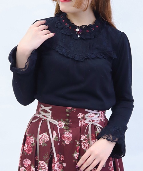 axes femme(アクシーズファム)の「HOT femme(ホットファム)ローズインナー(Tシャツ/カットソー・レディース・ラベンダー/ホワイト/ブラック/ピンク・FREE)」の2枚目の写真