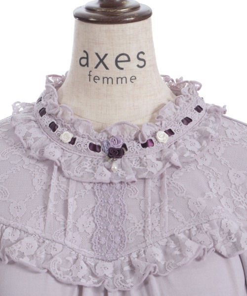 axes femme(アクシーズファム)の「HOT femme(ホットファム)ローズインナー(Tシャツ/カットソー・レディース・ラベンダー/ホワイト/ブラック/ピンク・FREE)」の15枚目の写真