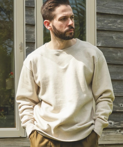 MR.OLIVE(ミスターオリーブ)の「【MR.OLIVE/ミスターオリーブ】FRENCH TERRY RAFFY COTTON /GUSSET YOKE SHIRT(スウェット・メンズ・オフホワイト/グレー・M/L)」の2枚目の写真
