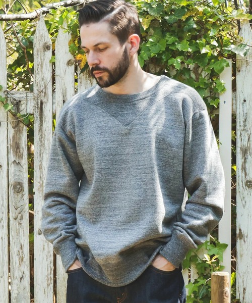 MR.OLIVE(ミスターオリーブ)の「【MR.OLIVE/ミスターオリーブ】FRENCH TERRY RAFFY COTTON /GUSSET YOKE SHIRT(スウェット・メンズ・オフホワイト/グレー・M/L)」の4枚目の写真