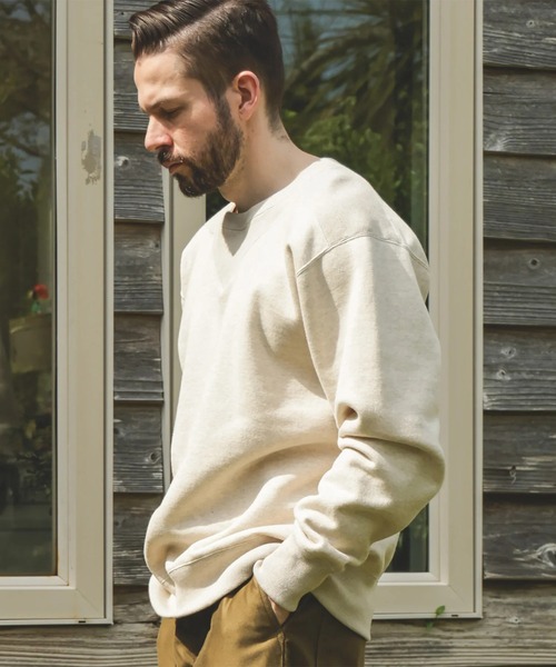 MR.OLIVE(ミスターオリーブ)の「【MR.OLIVE/ミスターオリーブ】FRENCH TERRY RAFFY COTTON /GUSSET YOKE SHIRT(スウェット・メンズ・オフホワイト/グレー・M/L)」の8枚目の写真