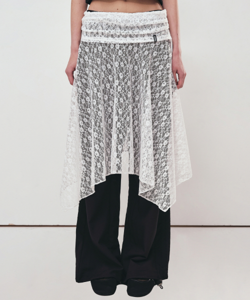 NICK&NICOLE（ニックアンドニコール）の「LACE SHIRRING FLARE MIDI SKIRT_IVORY（スカート・レディース・その他・FREE）」の2枚目の写真
