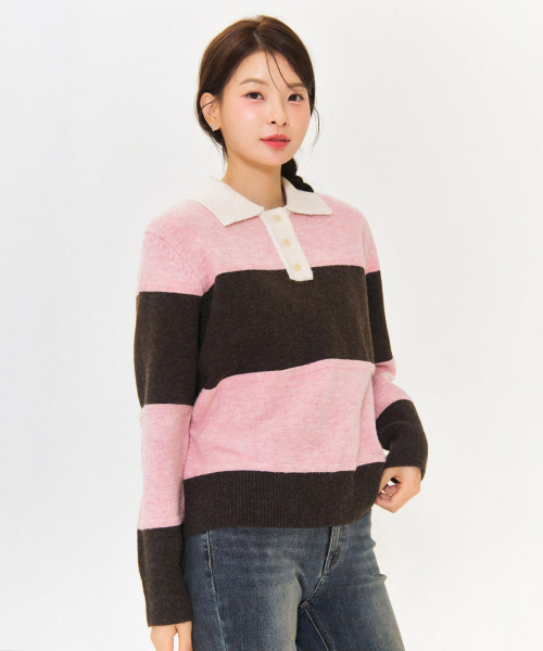 CHASECULT（チェイスカルト）の「レディース カラーブロックカラーセーター-ピンク（ニット/セーター・レディース・PINK・90/85）」の5枚目の写真