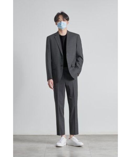 MUSINSA STANDARD（ムシンサスタンダード）の「ウールブレンドリラックステーパードヒドゥンバンディングクロップスラックス[ミディアムグレー]（スラックス・メンズ・その他・40/38/42/36/34/32/30/31/33/26/27/28/29）」の2枚目の写真