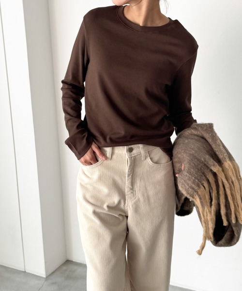 CANAL JEAN(キャナルジーン)の「El mar 起毛スムースベーシックロンT(Tシャツ/カットソー・レディース・アイボリー/ブラック/ヘザーグレー/ブラウン・ONE SIZE)」の4枚目の写真