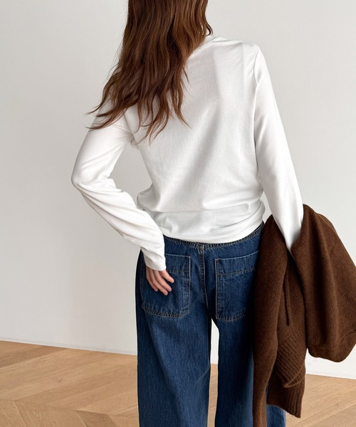 CANAL JEAN(キャナルジーン)の「El mar 起毛スムースベーシックロンT(Tシャツ/カットソー・レディース・アイボリー/ブラック/ヘザーグレー/ブラウン・ONE SIZE)」の5枚目の写真