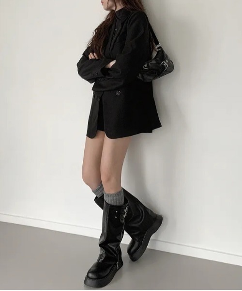 セール】Y2K ヴィンテージロングカバーブーツ（ジップ＆バックル