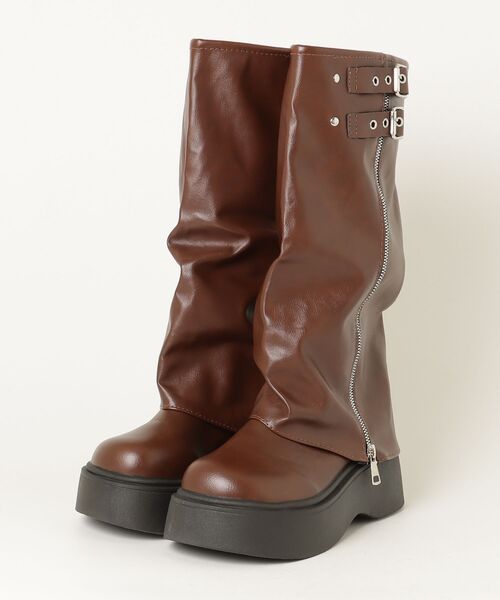 セール】Y2K ヴィンテージロングカバーブーツ（ジップ＆バックル