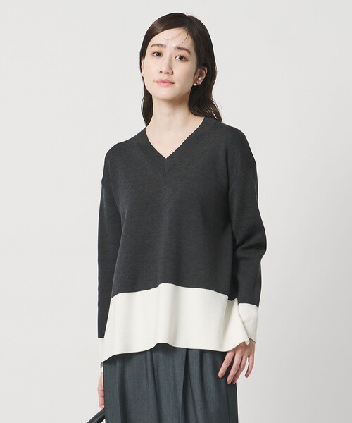 UNITED ARROWS（ユナイテッドアローズ）の「ウールブレンド Vネックニット ‐ウォッシャブル‐（ニット/セーター・レディース・その他7/その他1/モカ・FREE）」の9枚目の写真