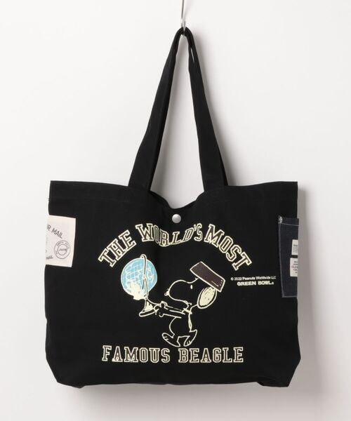 SNOOPY×OLD BETTY'S（スヌーピーカケルオールドベティーズ）の「スヌーピー【SNOOPY】Heavy Canvas Tote Bag (SNOOPY)（トートバッグ・レディース・キャメル/ネイビー/ブラック・FREE）」の2枚目の写真