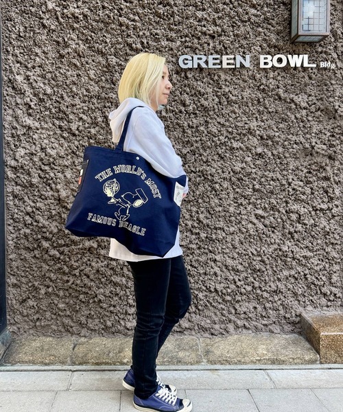 SNOOPY×OLD BETTY'S（スヌーピーカケルオールドベティーズ）の「スヌーピー【SNOOPY】Heavy Canvas Tote Bag (SNOOPY)（トートバッグ・レディース・キャメル/ネイビー/ブラック・FREE）」の4枚目の写真