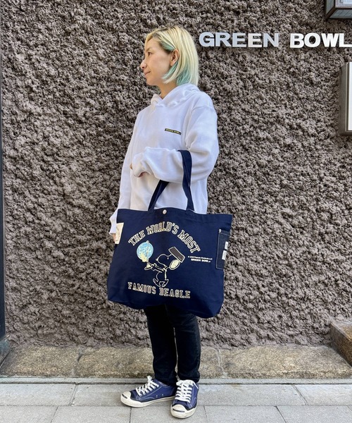 SNOOPY×OLD BETTY'S（スヌーピーカケルオールドベティーズ）の「スヌーピー【SNOOPY】Heavy Canvas Tote Bag (SNOOPY)（トートバッグ・レディース・キャメル/ネイビー/ブラック・FREE）」の5枚目の写真
